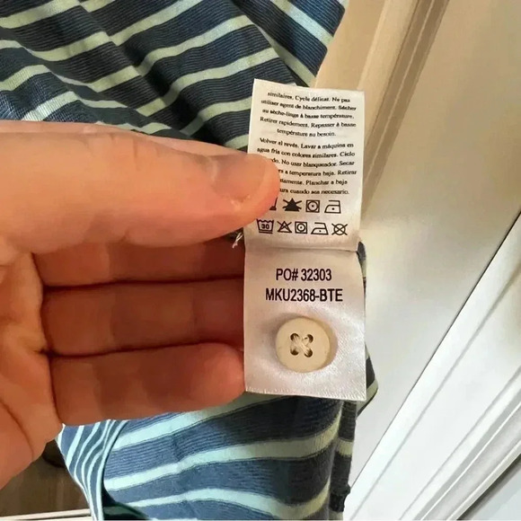 270 Faherty Striped Cotton Polo Size Medium Color Blue - Picture 6 of 6